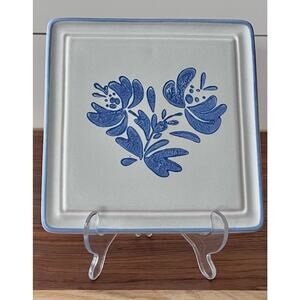 Trivet Yorktowne by Pfaltzgraff Vintage Pattern Stoneware Hot Plate Blue Floral